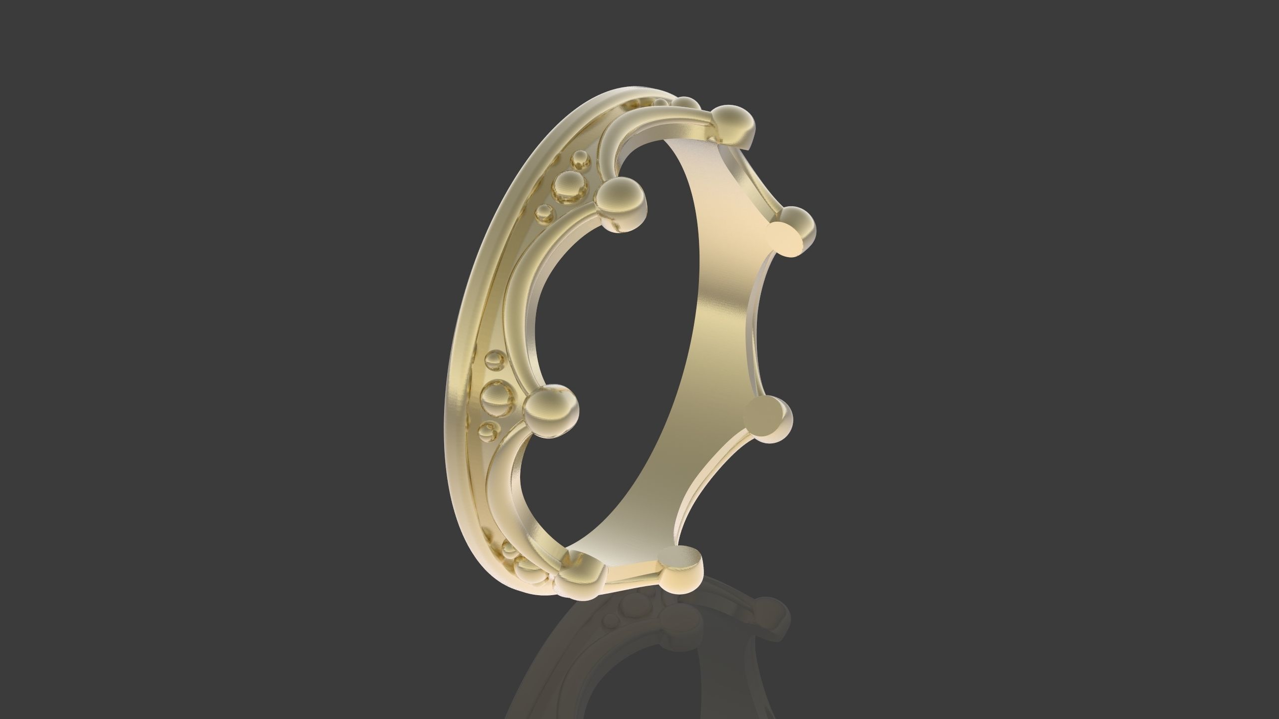 crown gold ring 3D print model_1