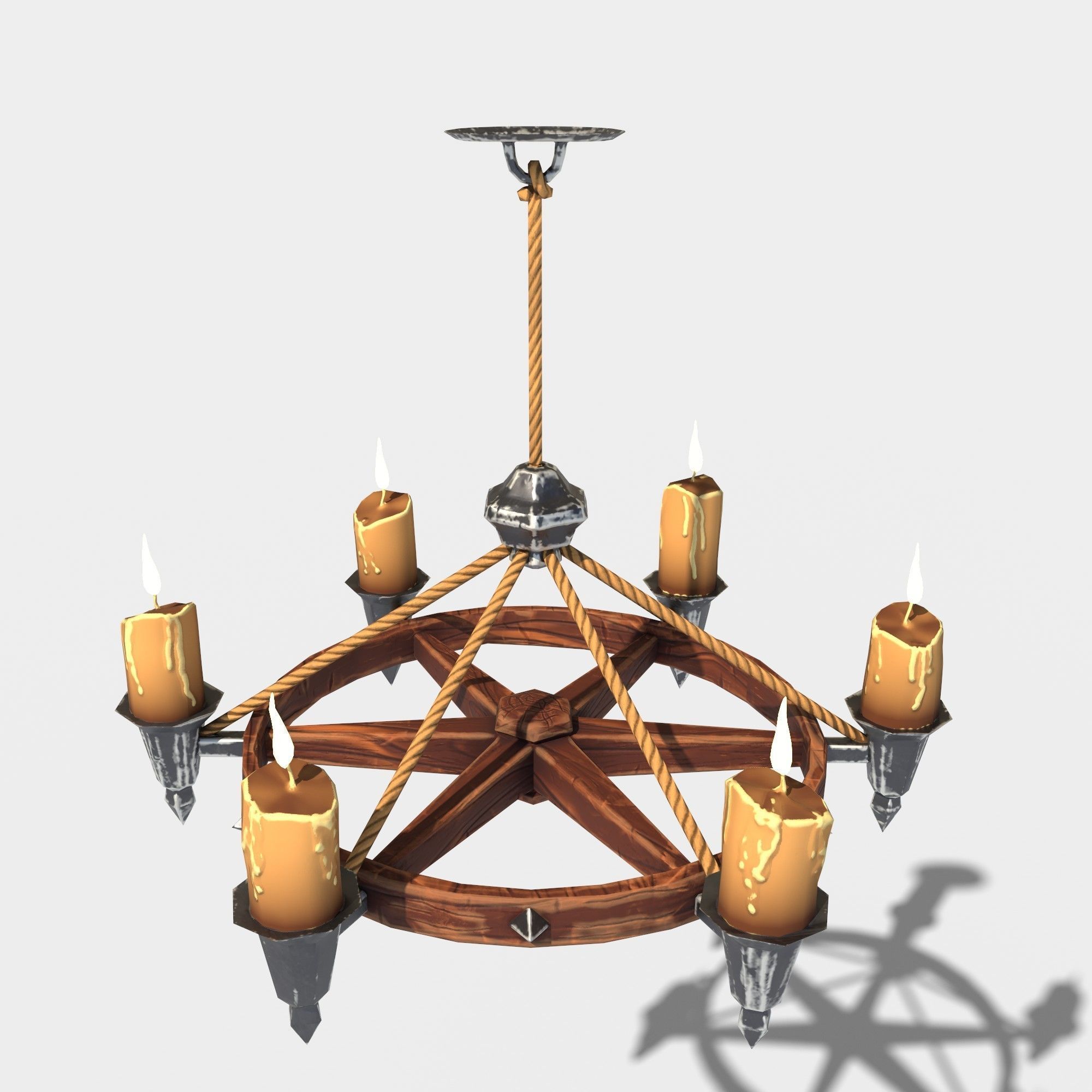Stylized Chandelier Low-poly 3D model_17
