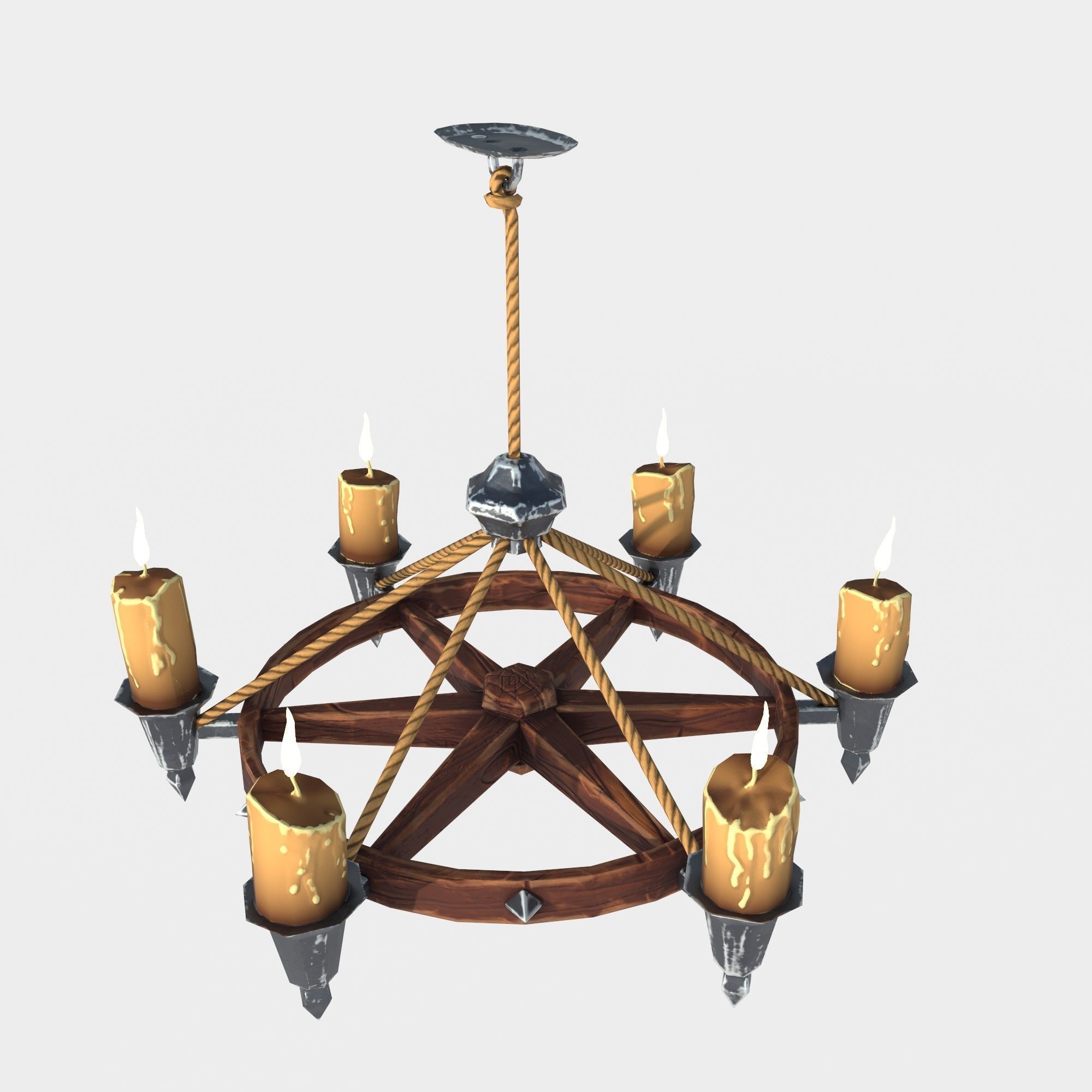 Stylized Chandelier Low-poly 3D model_2