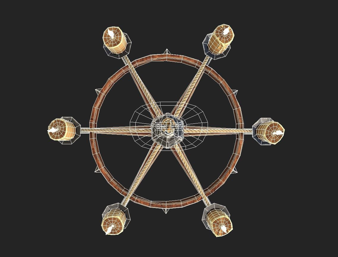 Stylized Chandelier Low-poly 3D model_6