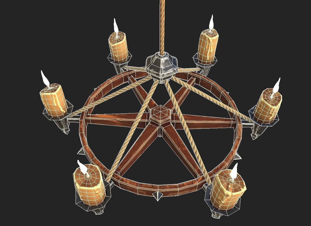 Stylized Chandelier Low-poly 3D model_7
