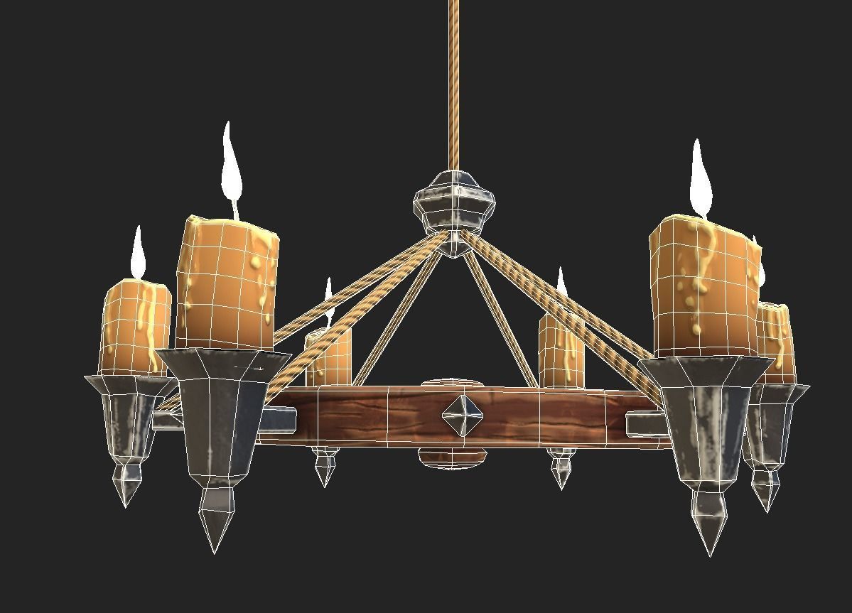 Stylized Chandelier Low-poly 3D model_9