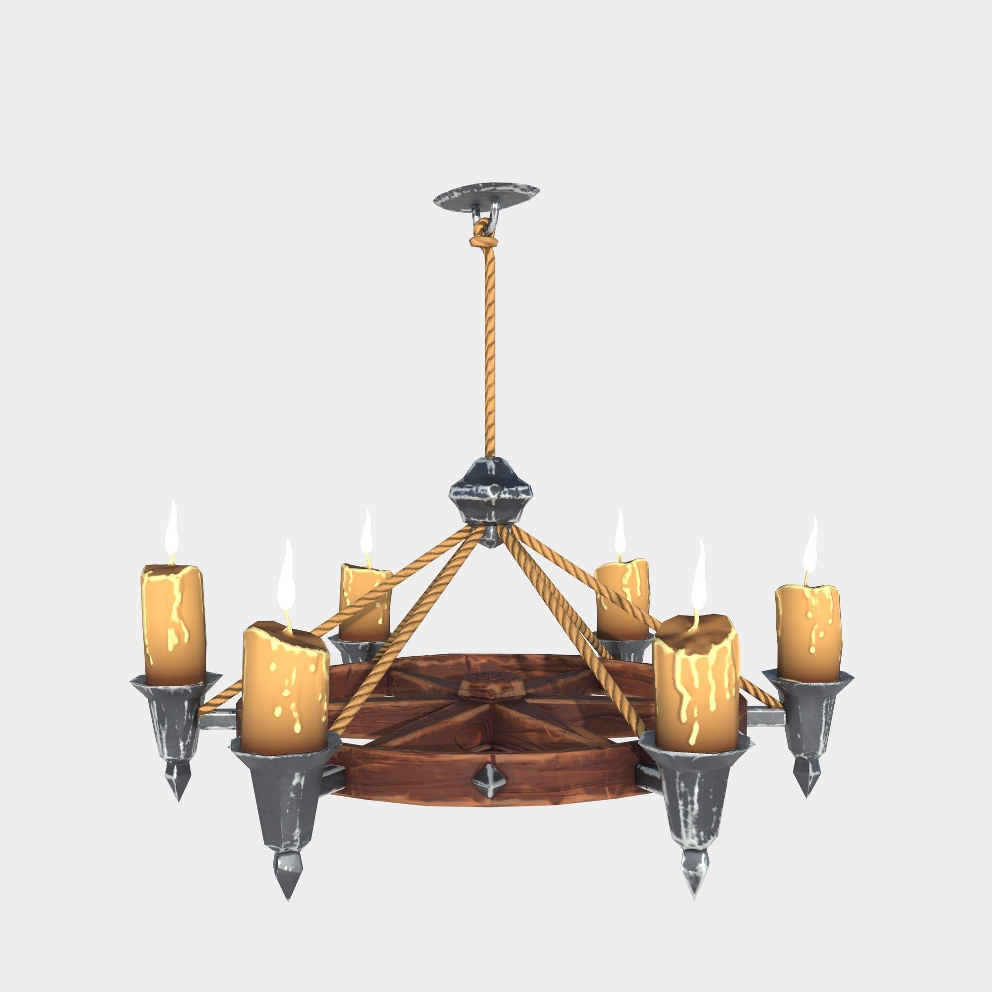 Stylized Chandelier Low-poly 3D model_3