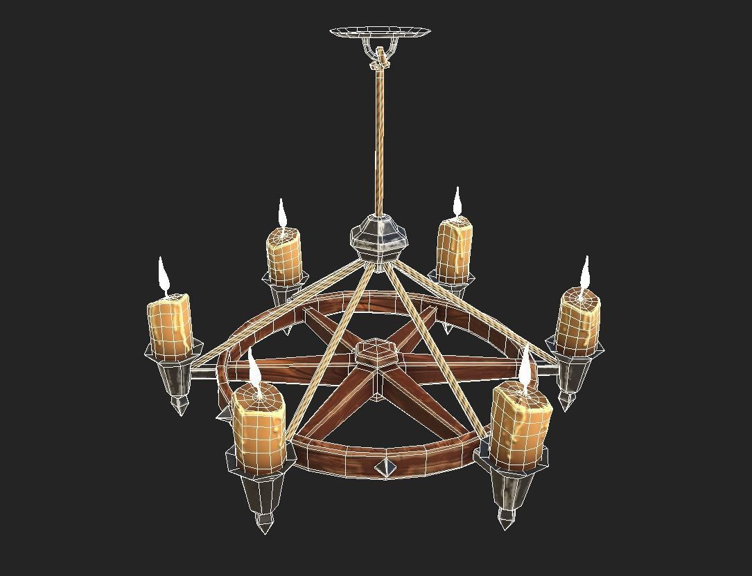 Stylized Chandelier Low-poly 3D model_5