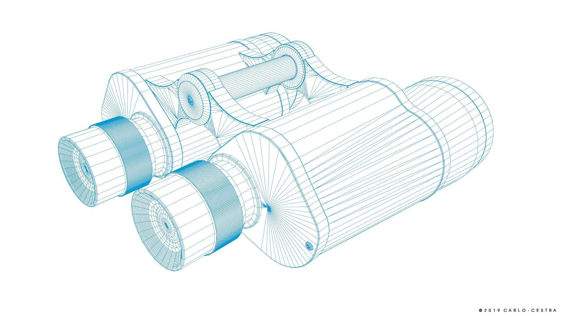 Binocular binoculars Low-poly 3D model_23