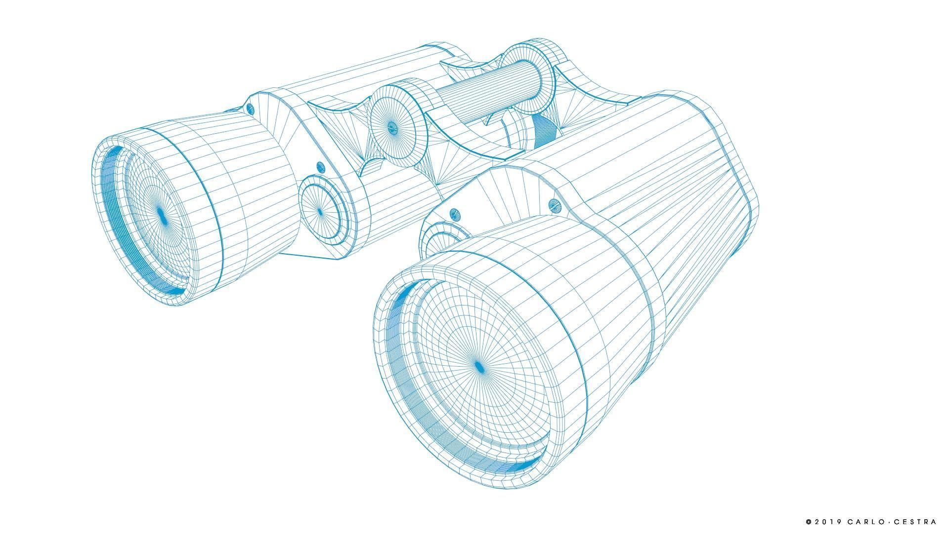 Binocular binoculars Low-poly 3D model_22