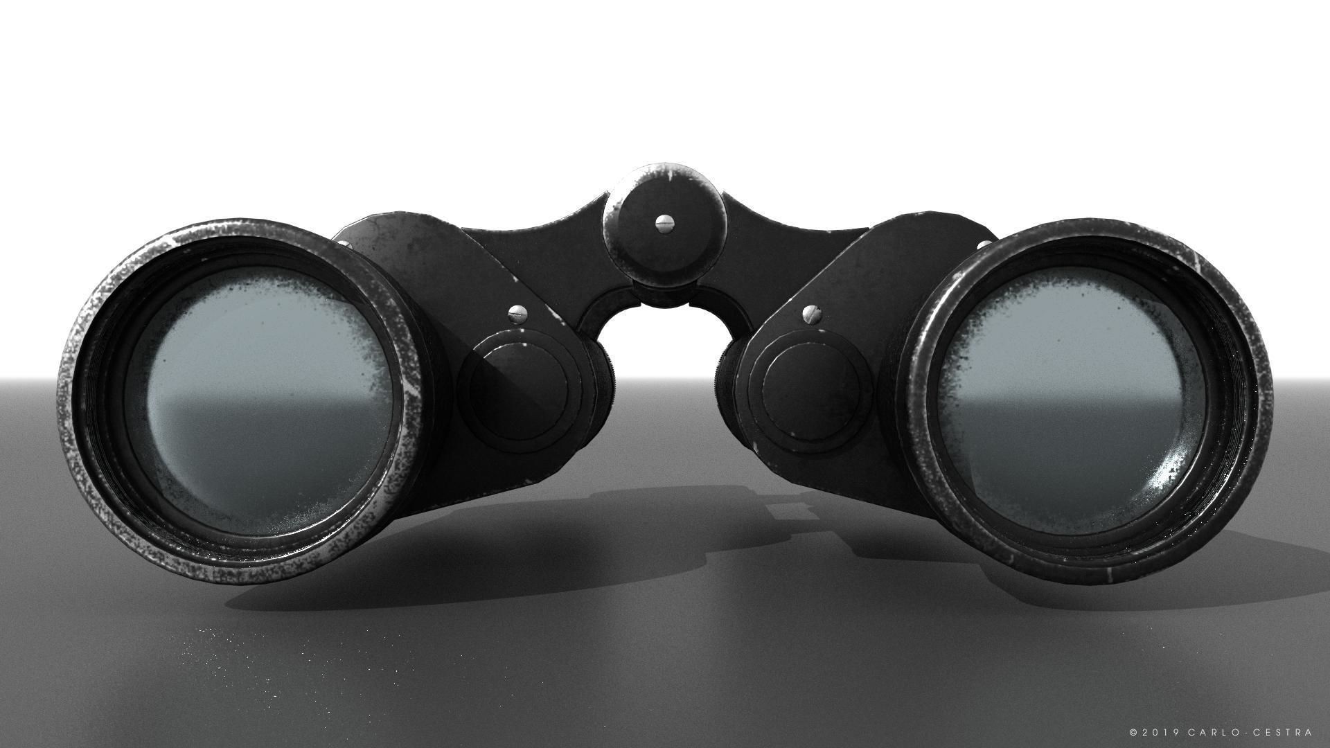 Binocular binoculars Low-poly 3D model_7
