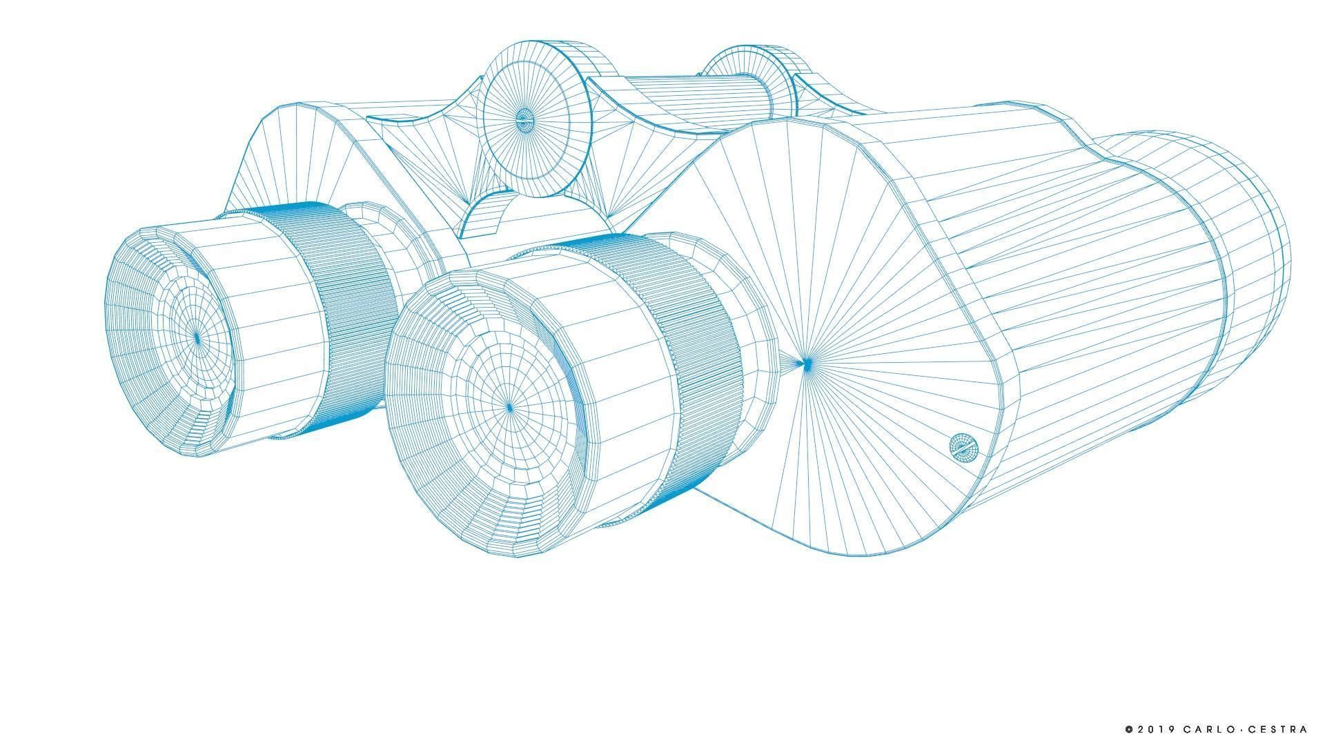 Binocular binoculars Low-poly 3D model_25