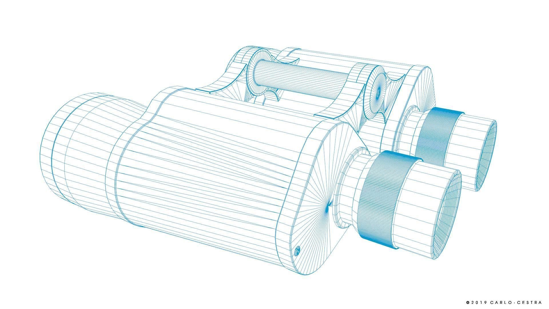 Binocular binoculars Low-poly 3D model_19