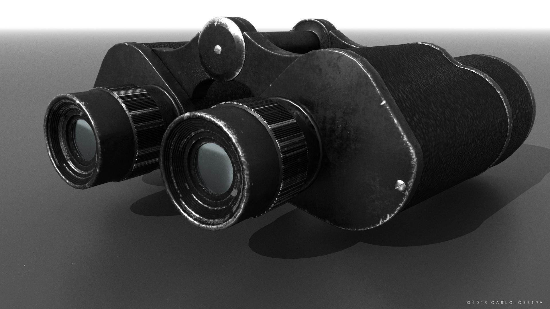 Binocular binoculars Low-poly 3D model_6