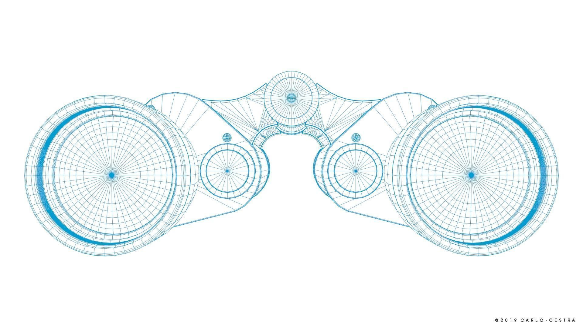 Binocular binoculars Low-poly 3D model_27