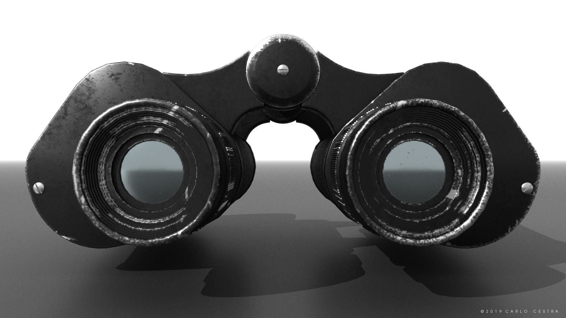 Binocular binoculars Low-poly 3D model_8