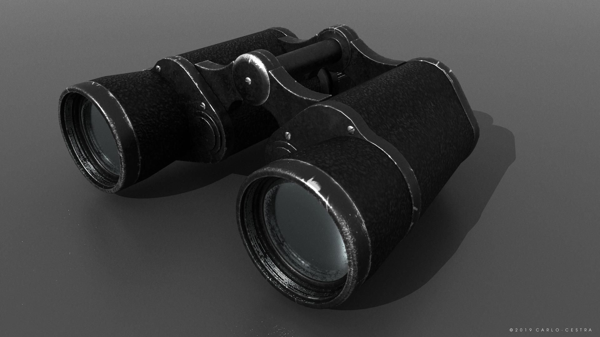 Binocular binoculars Low-poly 3D model_3