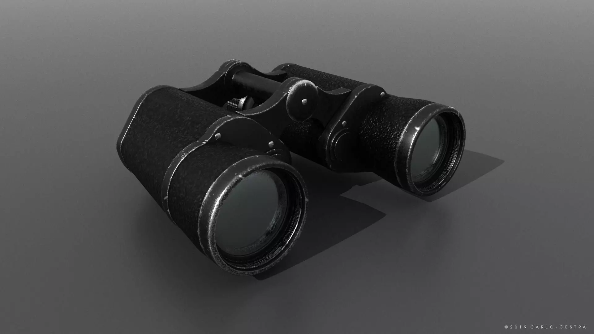 Binocular binoculars Low-poly 3D model_0