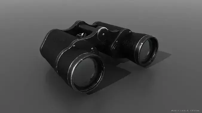 Binocular binoculars Low-poly 3D model