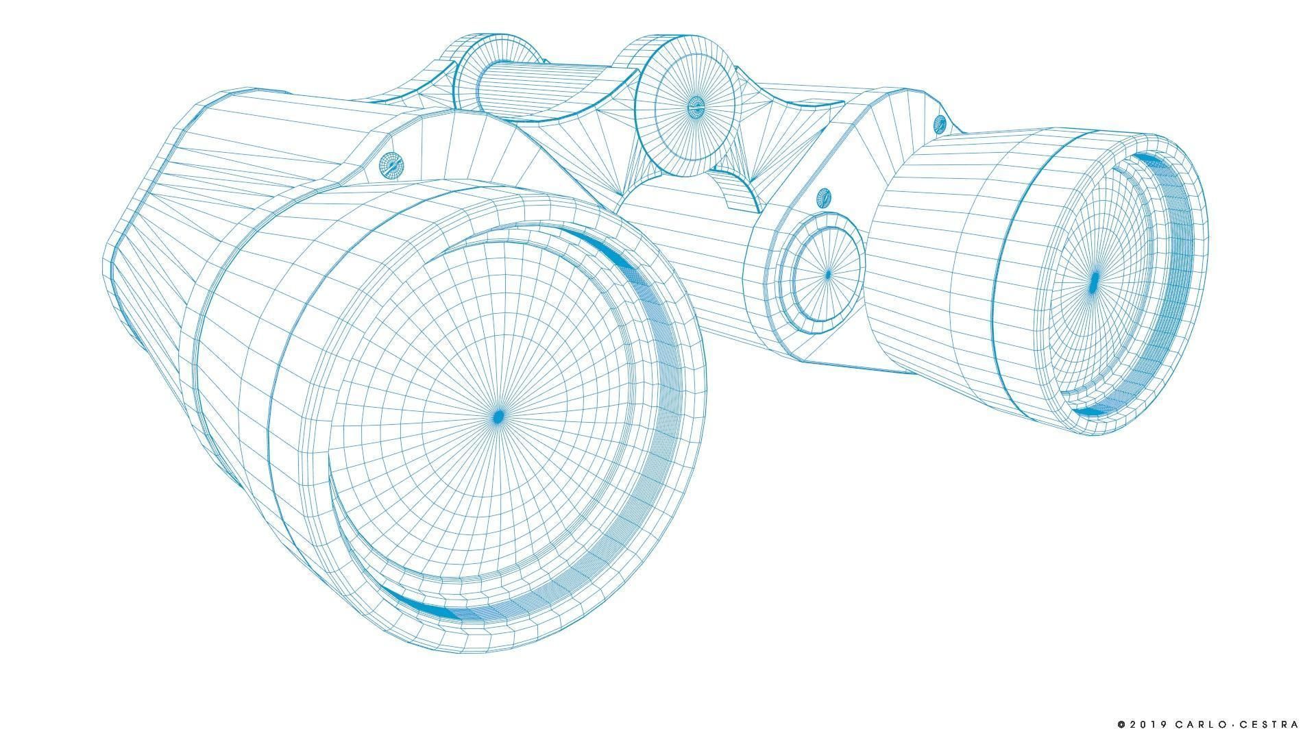 Binocular binoculars Low-poly 3D model_24