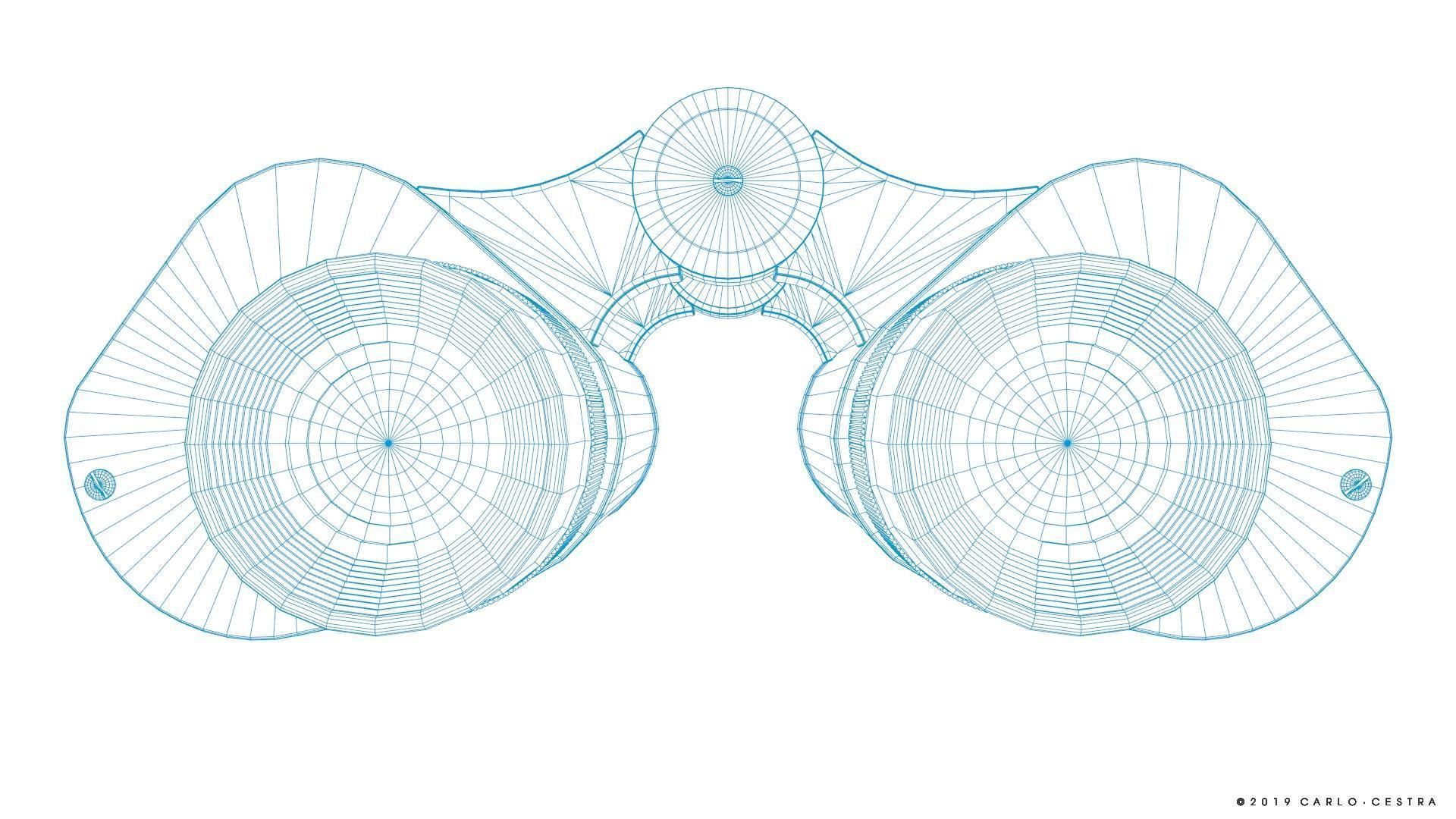 Binocular binoculars Low-poly 3D model_28