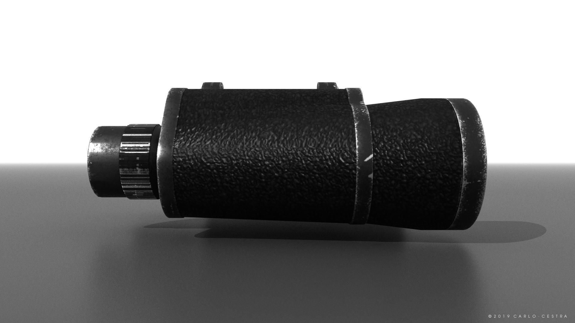 Binocular binoculars Low-poly 3D model_1