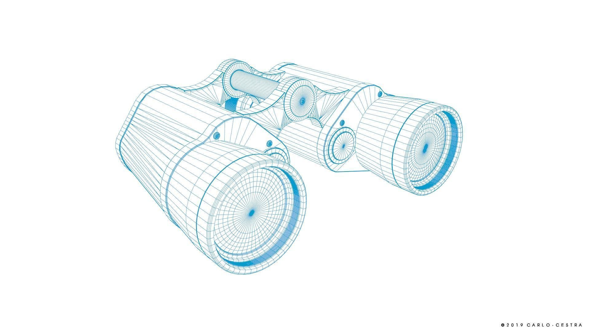 Binocular binoculars Low-poly 3D model_21