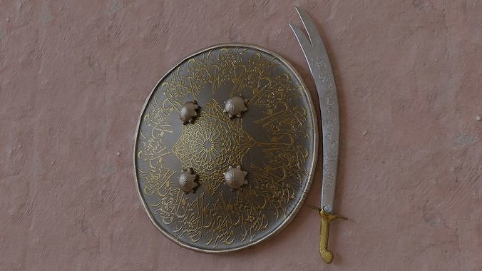  sword n shield arabic islamic realisric and historic  Low-poly 3D model