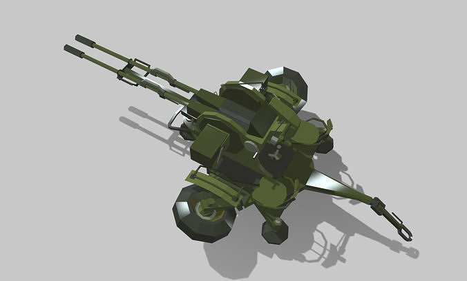 Rotazu23 military machine gun Low-poly 3D model
