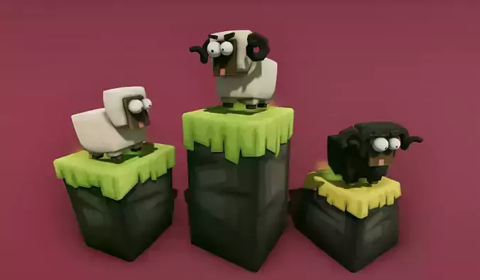 Low Poly Sheep Run Platform Pack