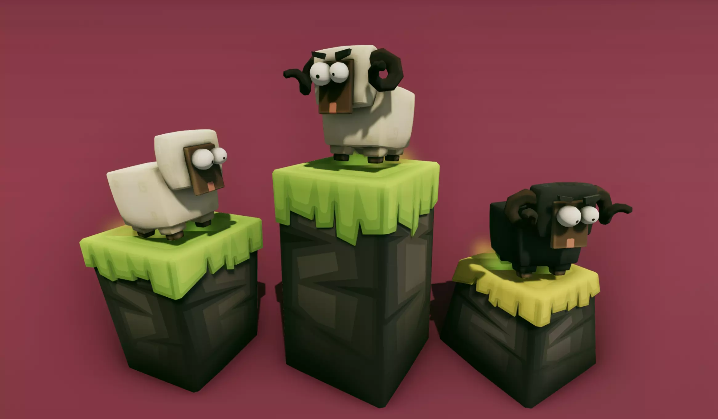 Low Poly Sheep Run Platform Pack Low-poly 3D model_0