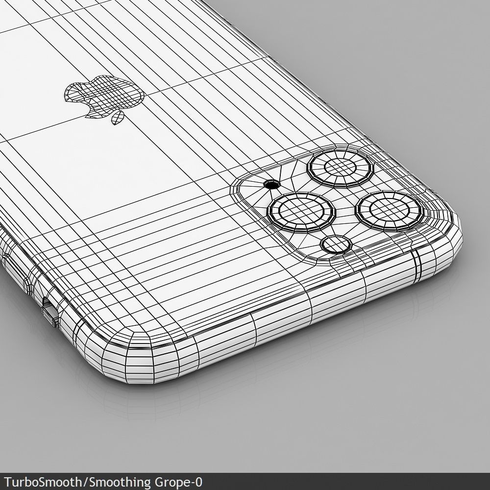 Apple iPhone 11 Pro Silver Low-poly 3D model_22