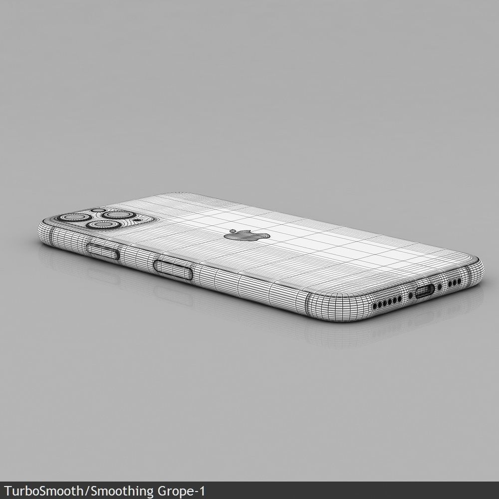 Apple iPhone 11 Pro Silver Low-poly 3D model_54