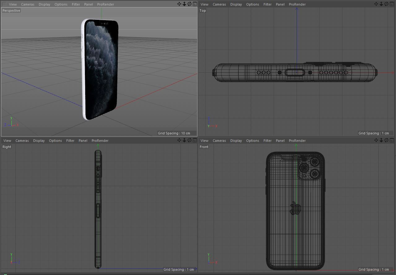 Apple iPhone 11 Pro Silver Low-poly 3D model_19