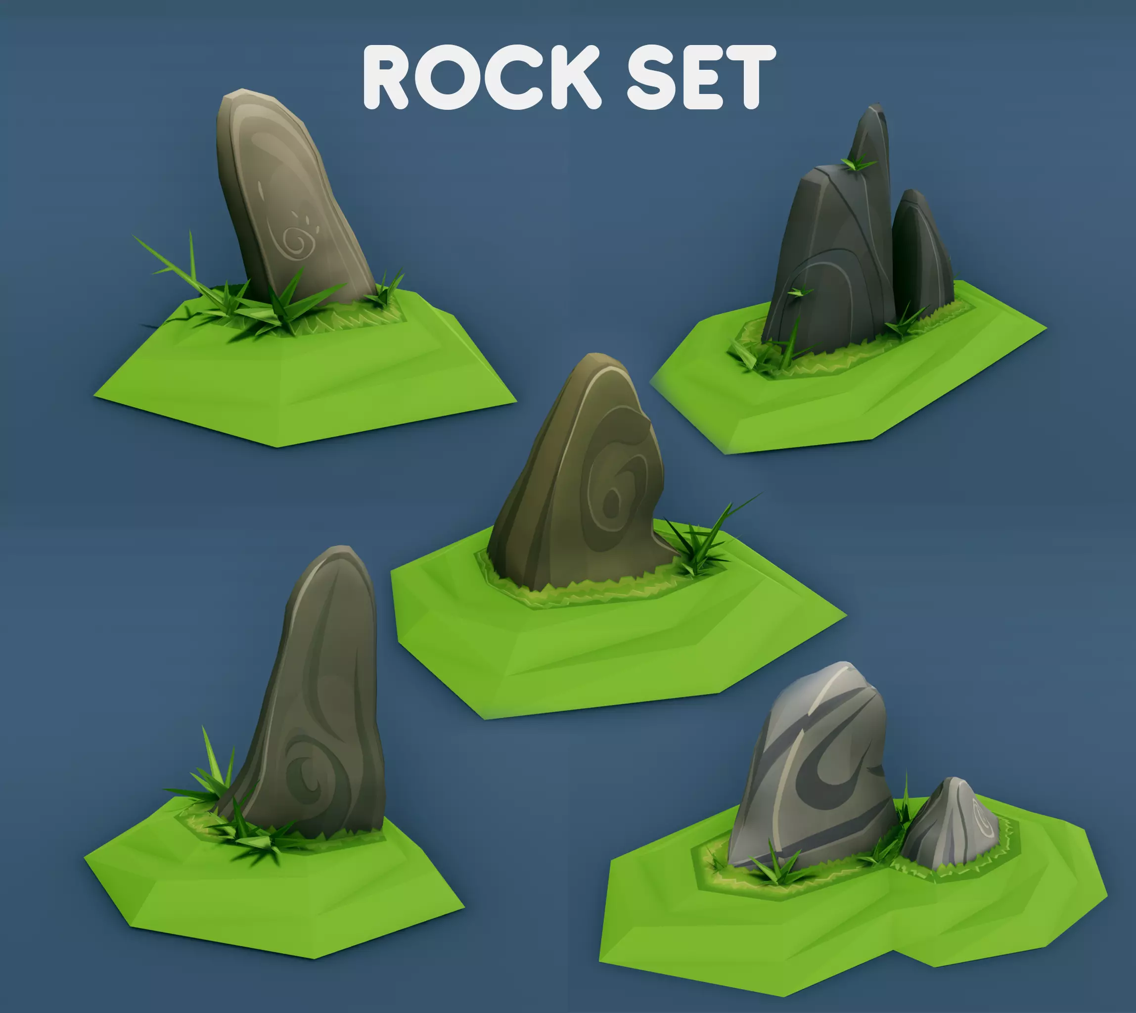 Rocks for Game Environment Low-poly 3D model_0