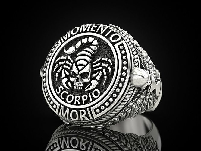 Zodiac skull ring Scorpio 3D print model