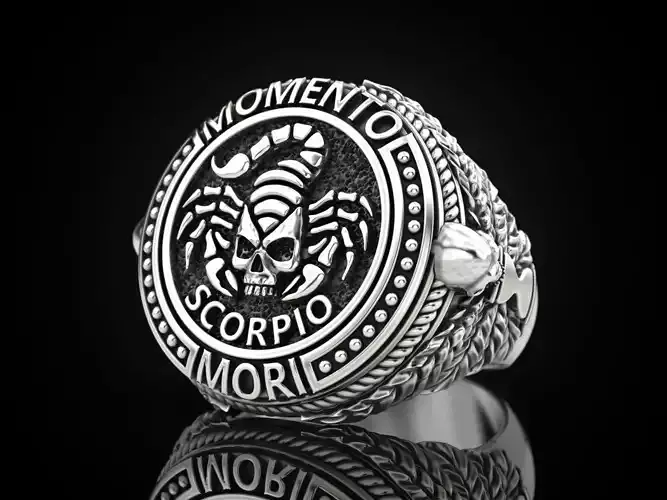 Zodiac skull ring Scorpio 3D print model