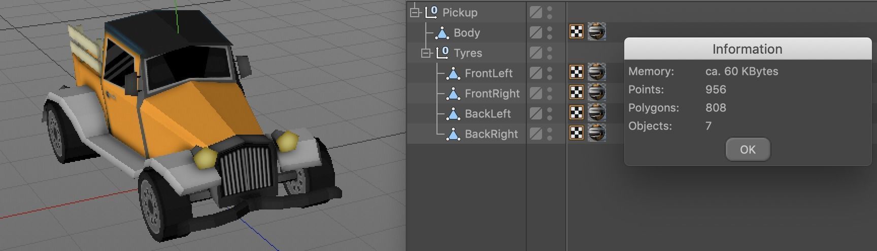 Pickup Truck with Barrels Low-poly 3D model_13