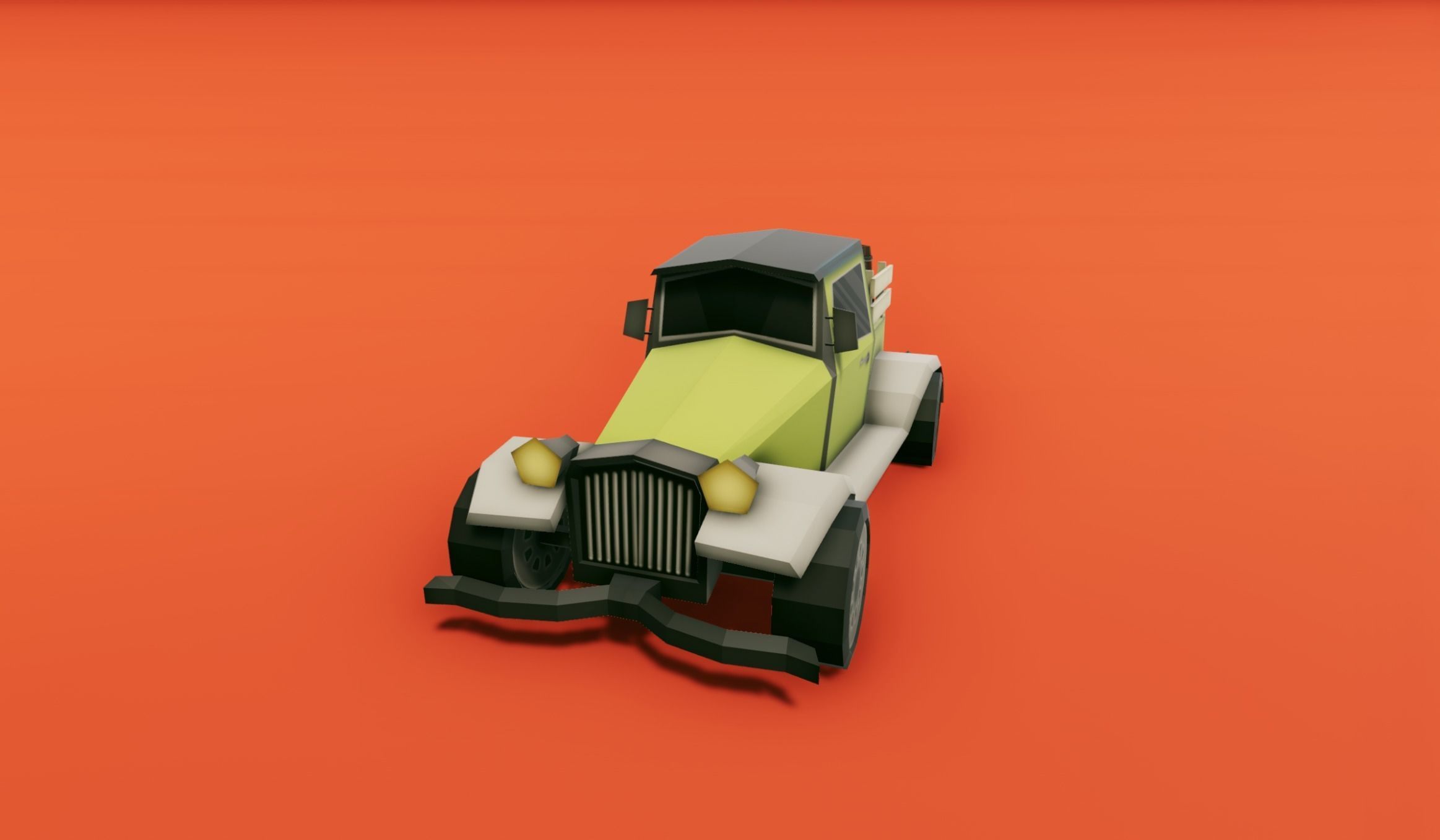 Pickup Truck with Barrels Low-poly 3D model_8