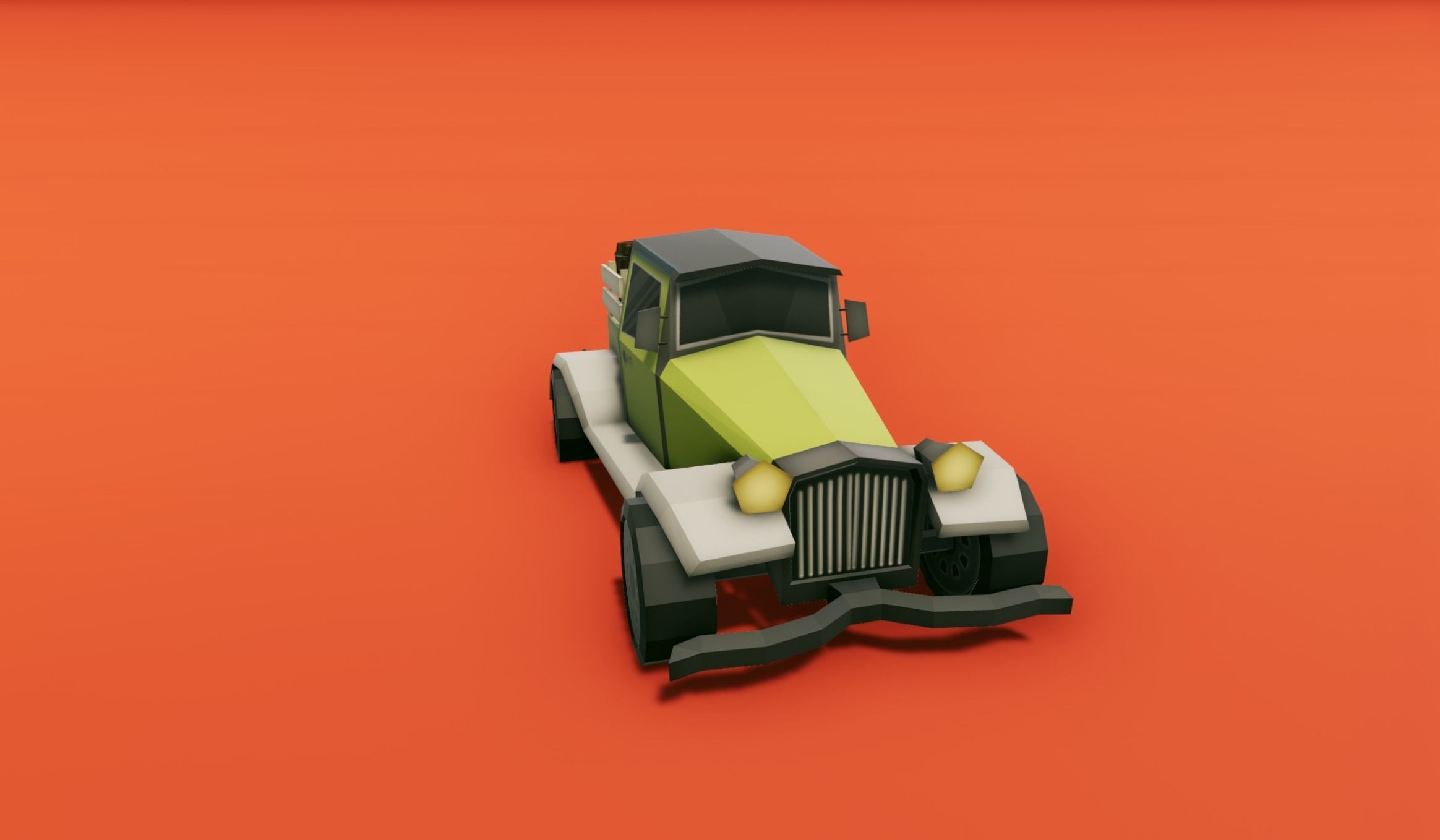 Pickup Truck with Barrels Low-poly 3D model_12