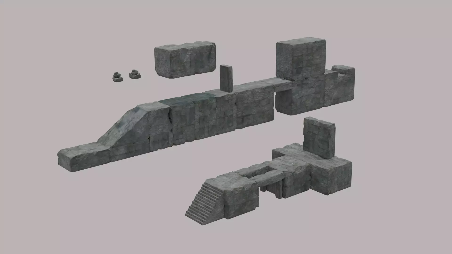 Low Poly Stone Platforms Low-poly 3D model_0
