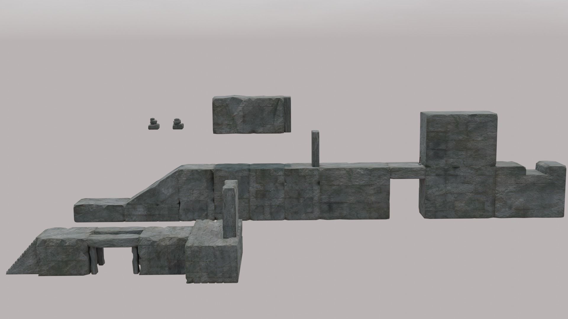 Low Poly Stone Platforms Low-poly 3D model_5