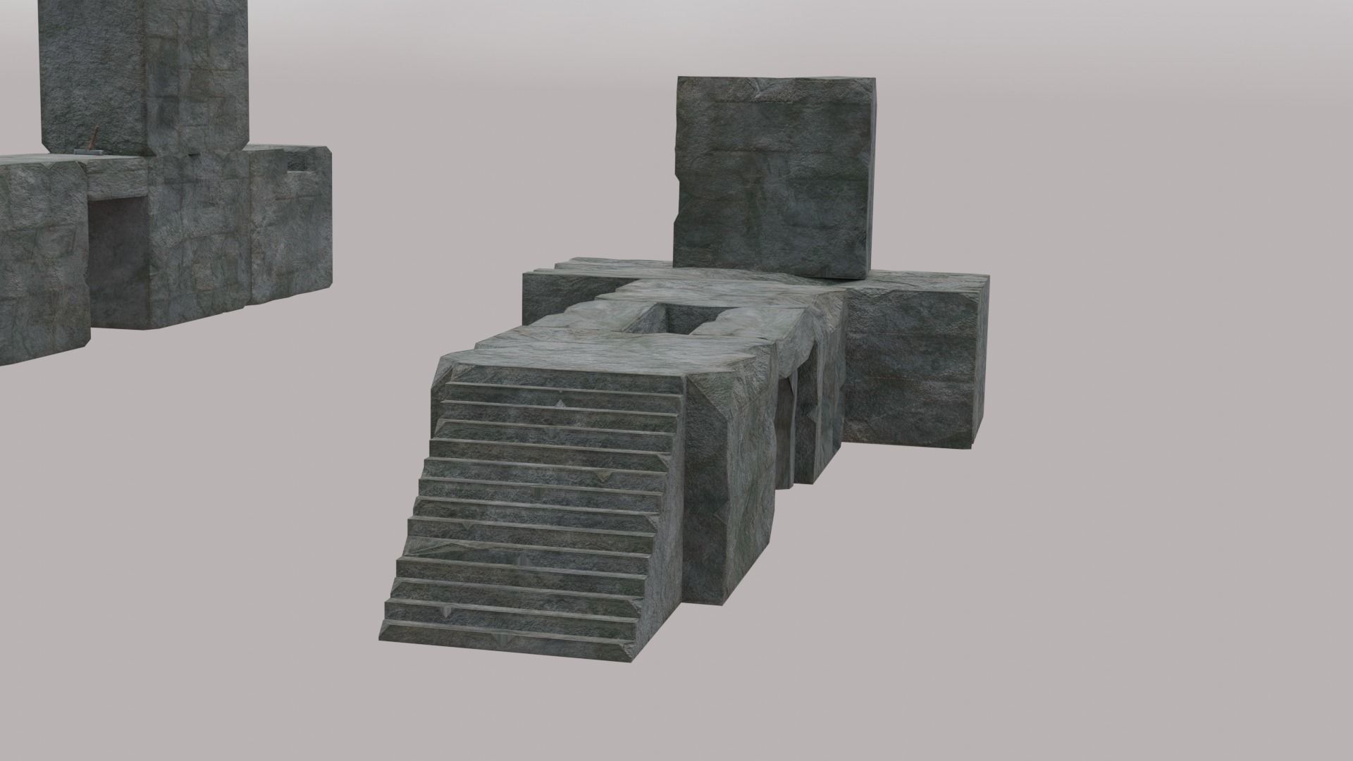 Low Poly Stone Platforms Low-poly 3D model_2
