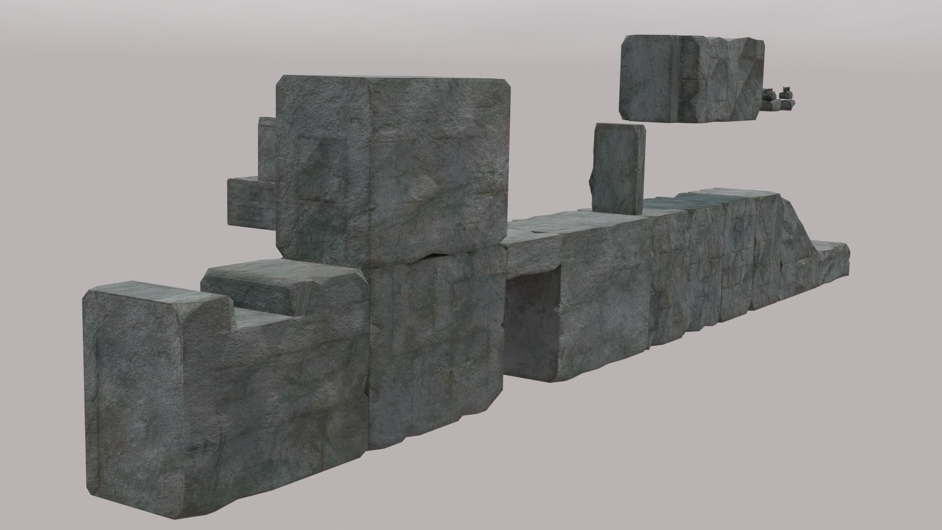 Low Poly Stone Platforms Low-poly 3D model_4