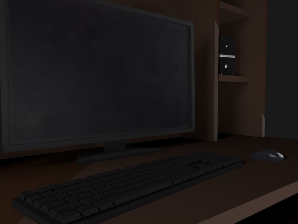 Computer Table 3D model_4