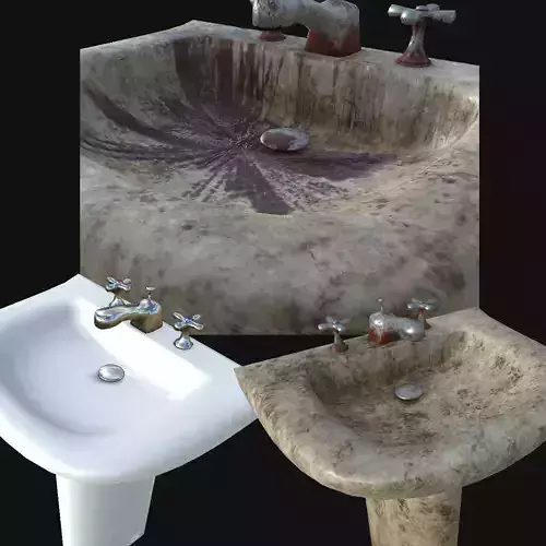 Sink with 3 textures Low-poly 3D model