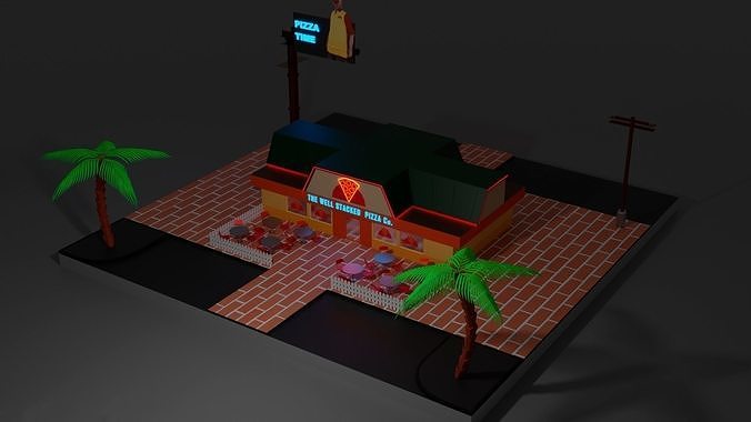 The well stacked pizza Co Low-poly 3D model