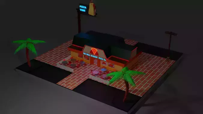 The well stacked pizza Co Low-poly 3D model