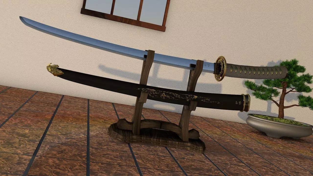 Katana sword 3D model_0