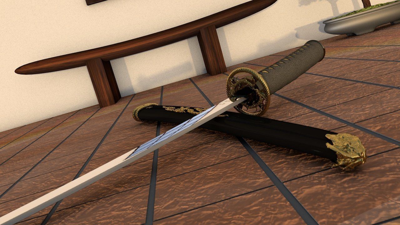 Katana sword 3D model_1