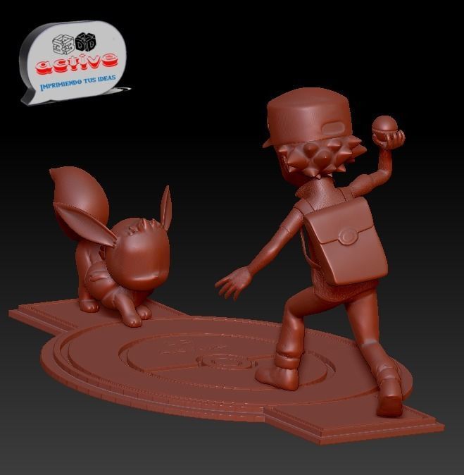 Pokemon - Red catch Eevee 3D print model_3