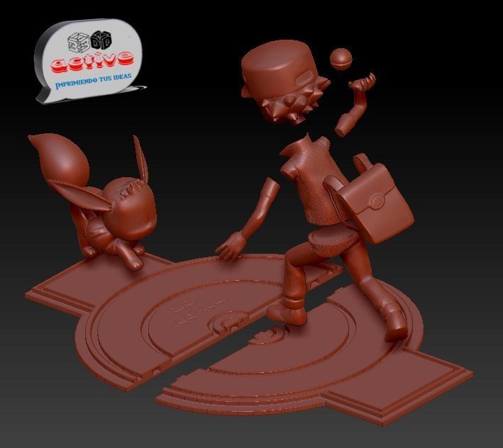 Pokemon - Red catch Eevee 3D print model_4