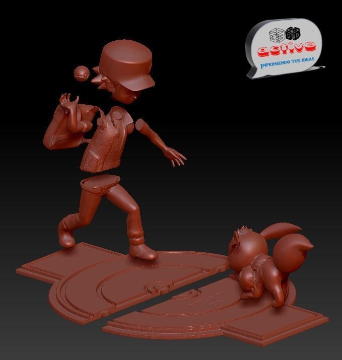 Pokemon - Red catch Eevee 3D print model_5