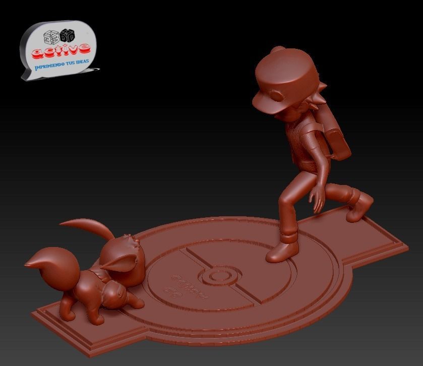 Pokemon - Red catch Eevee 3D print model_1